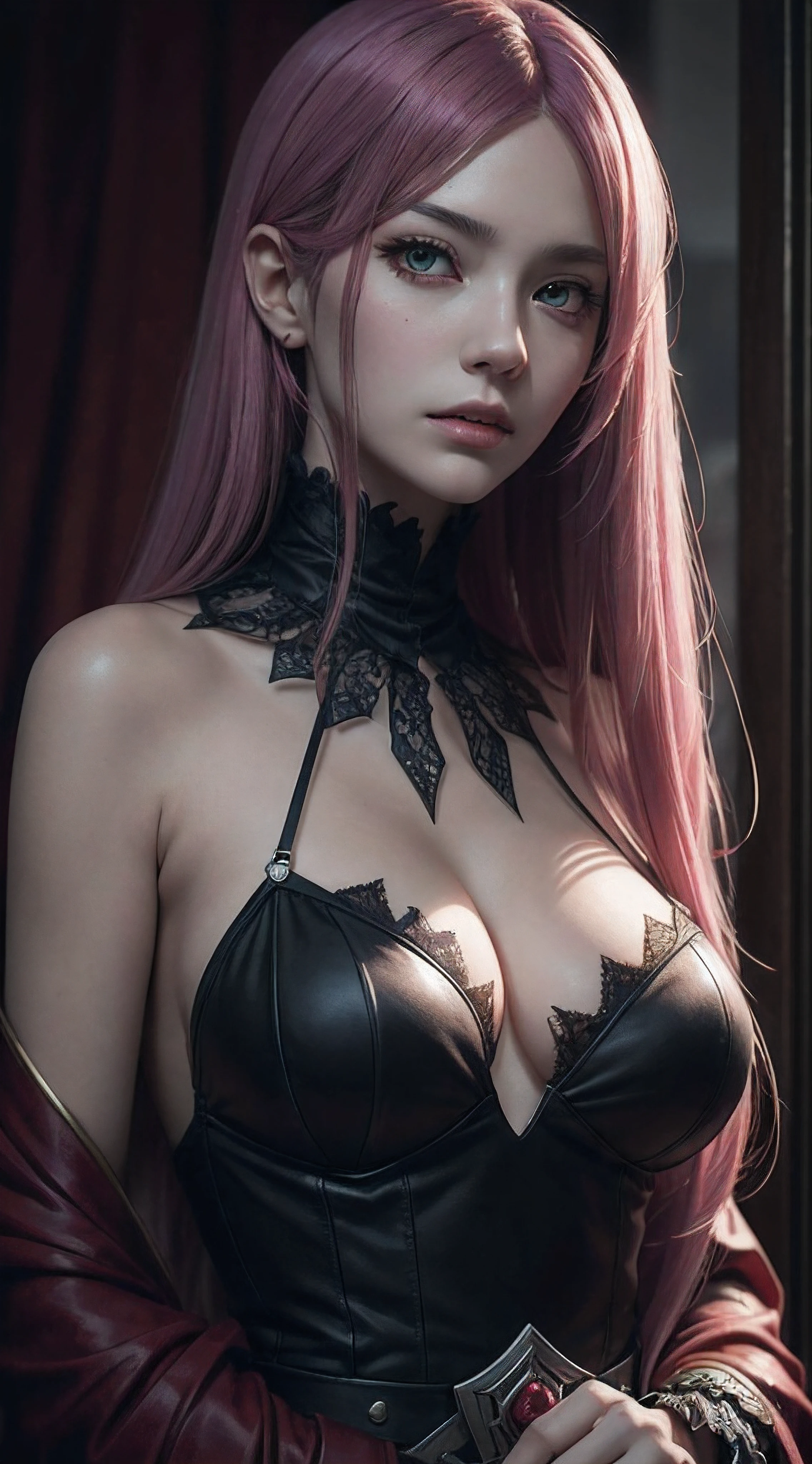 Vampire girl Shalltear Bloodfallen: Overlord anime, best quality, masterpiece, (realistic:1.2), Front, detailed face, (((masterpiece))), (((best quality))),(((extremely detailed))), illustration, mysterious,