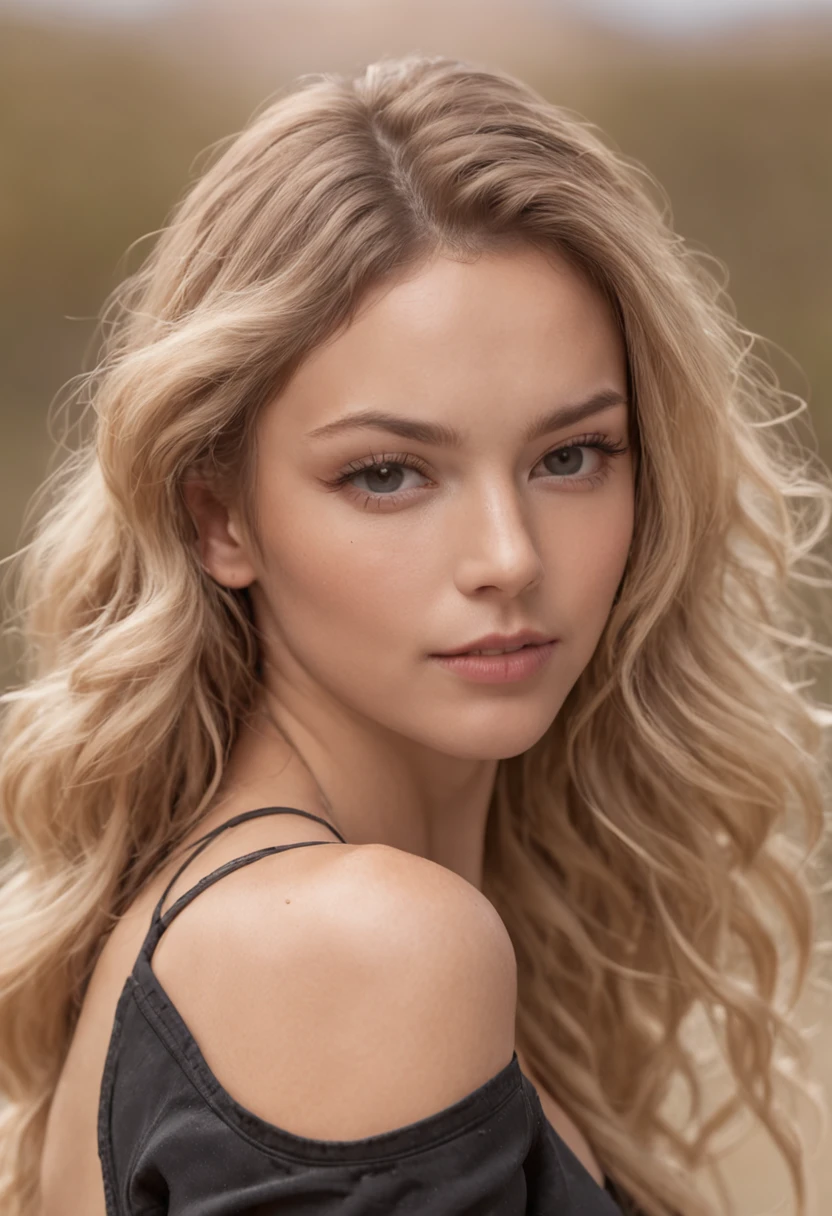 Sexy women, 20 yr, thinness, sport, shiny tanned skin, pechos enormes, Slim waistline, curly blond hair, black undersuit, realisticlying, Cinematographer, Real, Natural