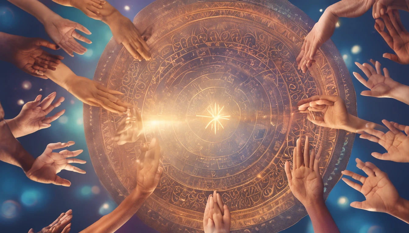 Realistic image with a soft and comforting background with warm colors such as blue and purple tones that convey serenity and spirituality. In the center of the image stands an image of hands joined in prayer, with a soft light radiating from them, symbolizing intercession and spiritual connection.

Around the hands, there is a circle of small miniature photos of channel subscribers, showing diversity and unity in the community. The photos are slightly blurry, representing the anonymity of the subscribers, but still revealing a sincere connection.

As a finishing touch, a soft golden light effect permeates the entire miniature, adding a touch of divinity and hope.