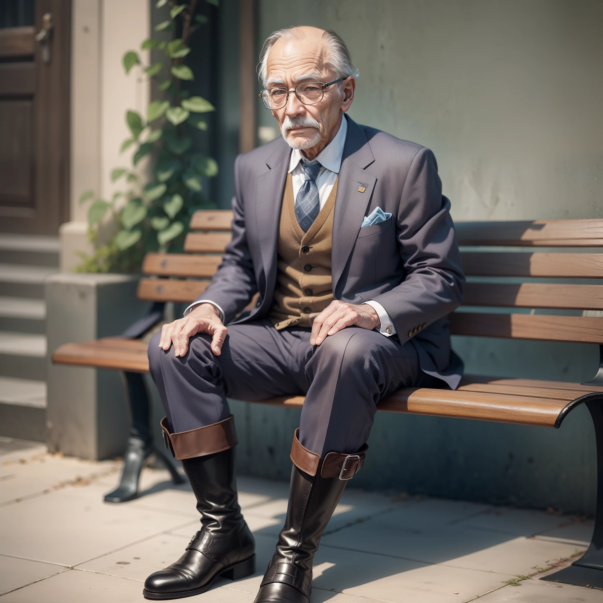 1old man, waiter ,full full body,