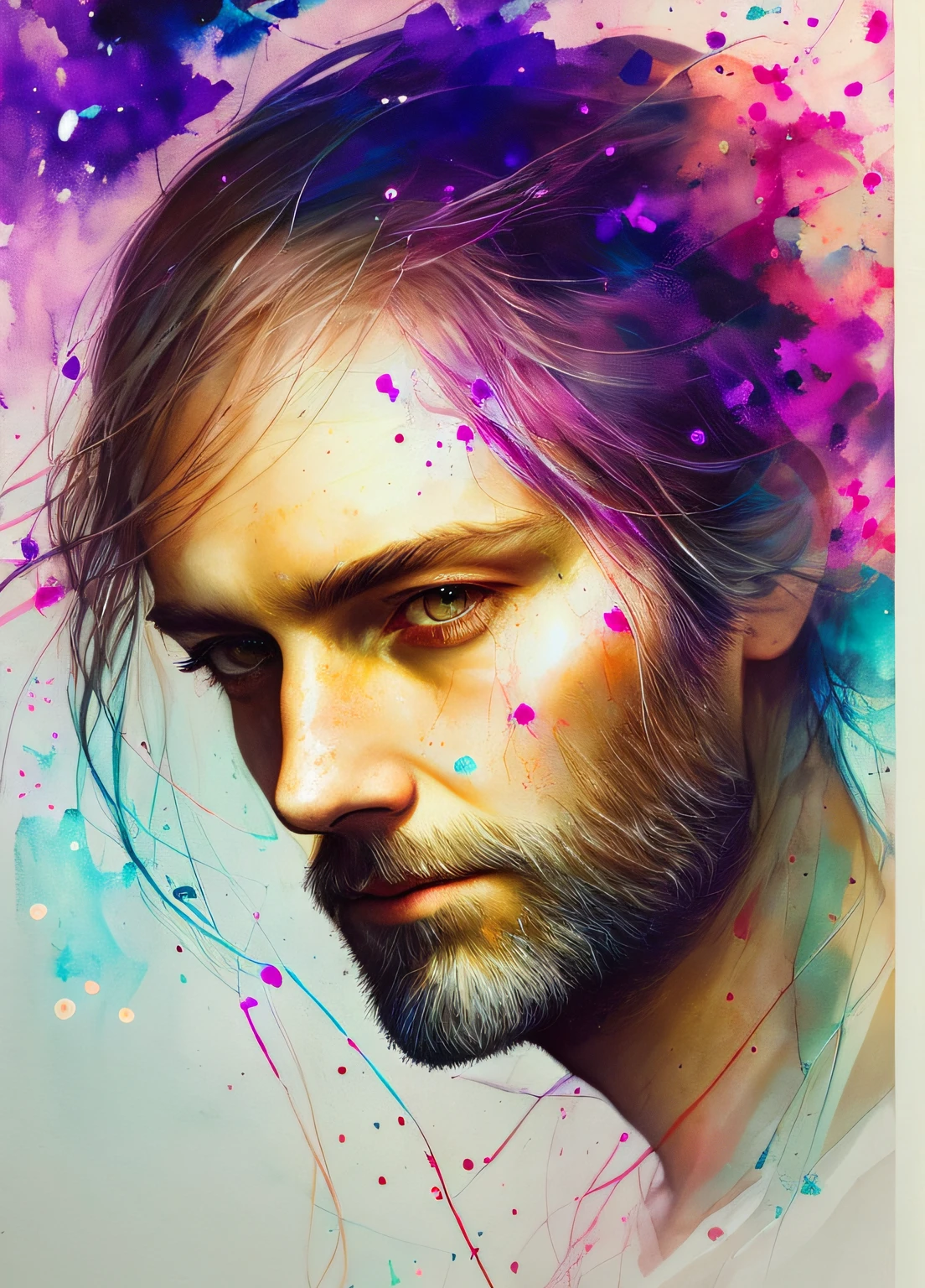 The old man of Agnes Cecile,Luminous design,pastelcolor,Ink drops,Autumn lights