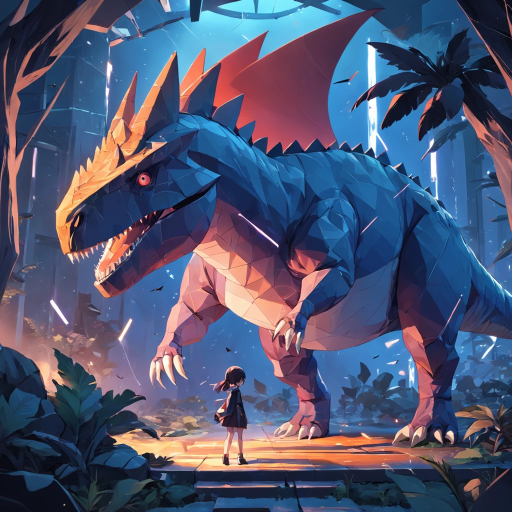 Create dinosaurs using geometric shapes, But make these shapes look like "bach" Tai "change"