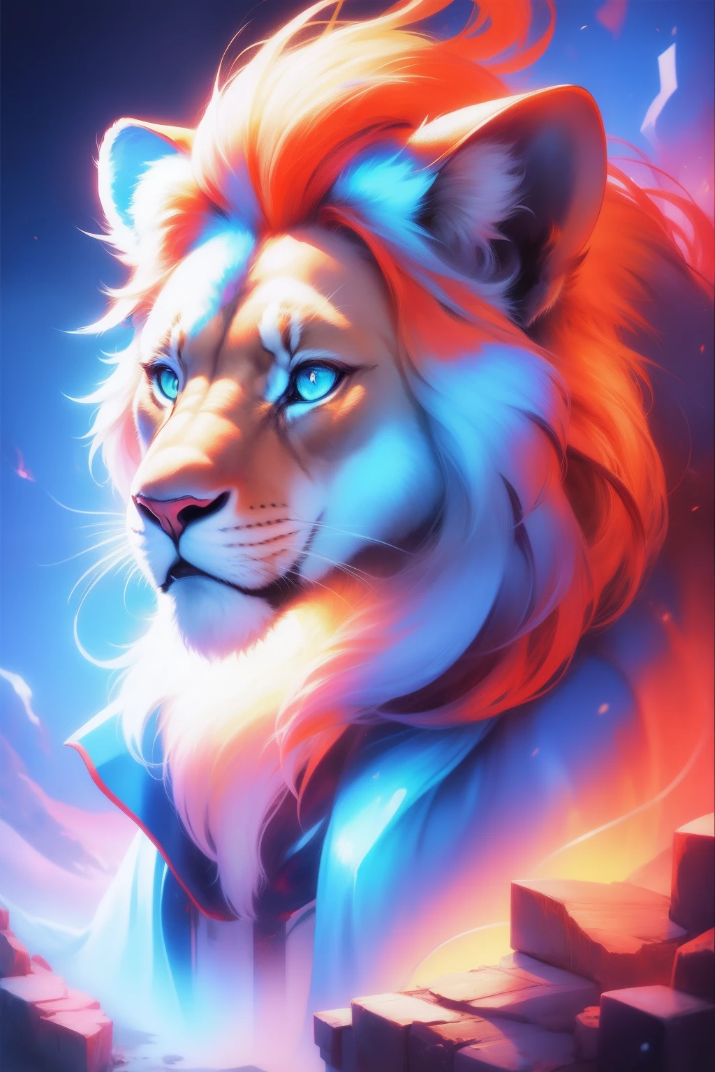 coils，Colorful colors，the Lion，mythological beasts