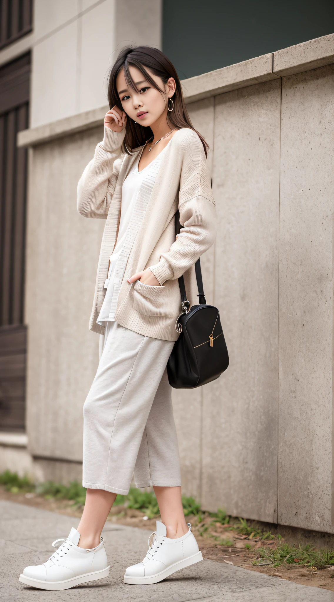 nipple tops:Choose a loose-fitting cardigan or woven sweatshirt,Choose from models with small animal or natural element patterns,Or opt for minimalism, Solid color style。 Bottoms:Wear yours with high-rise, wide-leg pants or an A-line skirt,Choose from printing or splice styles,It shows a fresh literary and artistic atmosphere。 shoe:Choose a comfortable pair of flat shoes or small white shoes,You can also opt for some girly soft-soled shoes or Martin boots。 Accessories:Some simple necklaces or bracelets can be worn,Or opt for a fun backpack or mini cross-body bag as a touch。Sweet girl