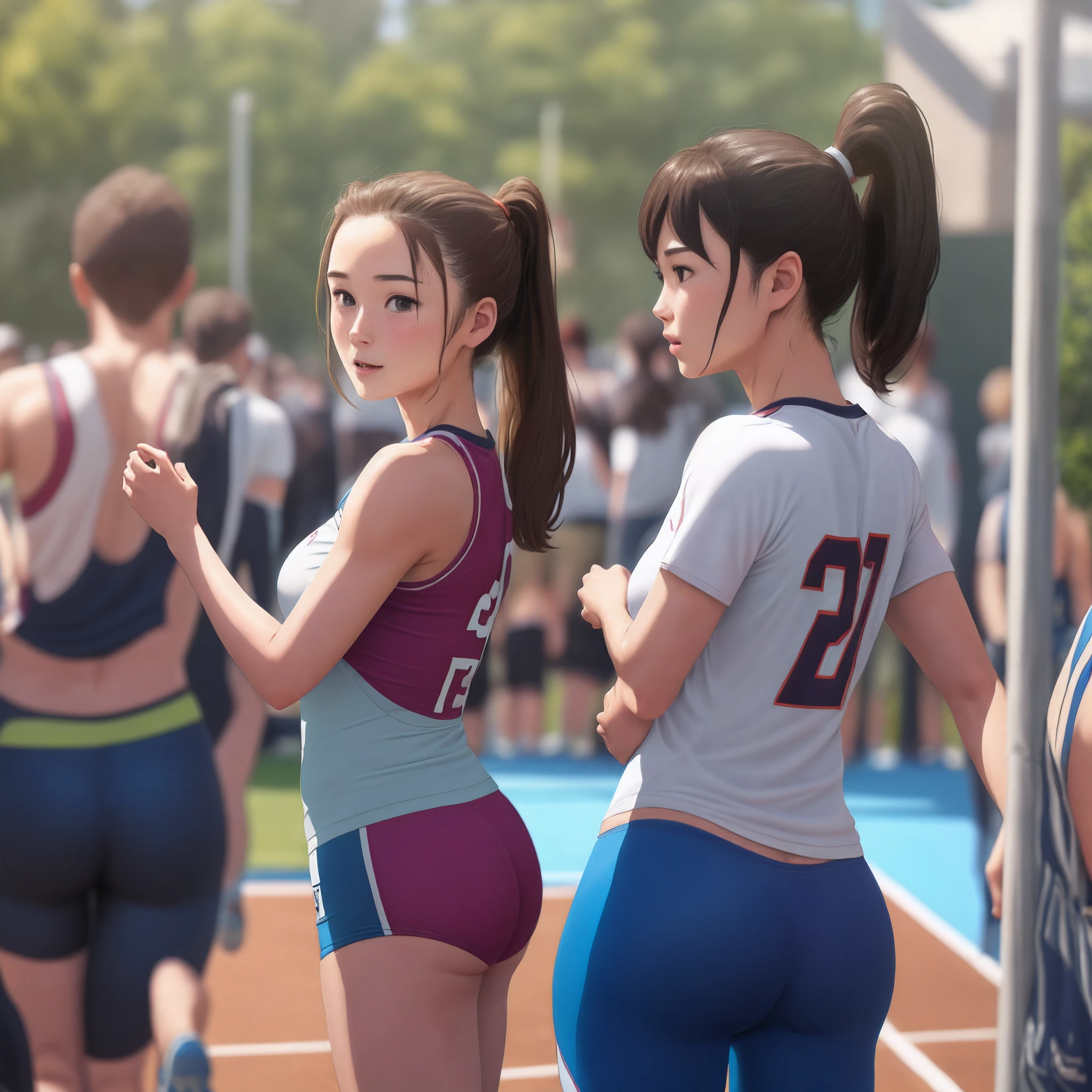 Sports Festival,undressing,Get your classmates involved, girls and girls , wet , Surrounded by 10girls,short hair,