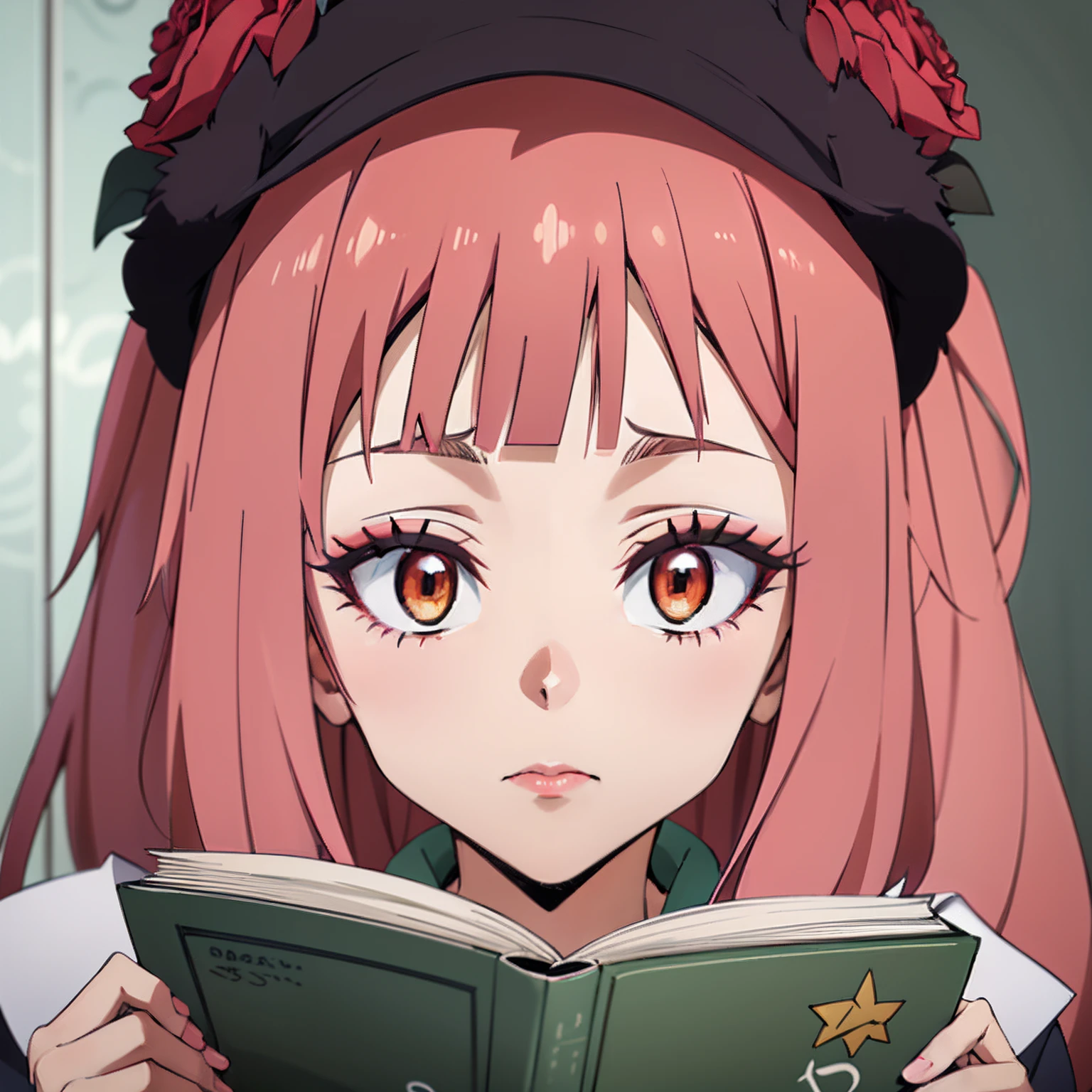 anime com cabelo rosa segurando um livro na frente das flores, Estilo anime 4K, Anime Art Wallpaper 4K, Anime Art Wallpaper 4K, 4k anime wallpapers, retrato bonito do anime, 4k anime wallpapers, papel de parede anime 4k, Anime Art Wallpaper 8K, arte de anime digital detalhada, menina bonita, Bom anime, arte anime de alta qualidade