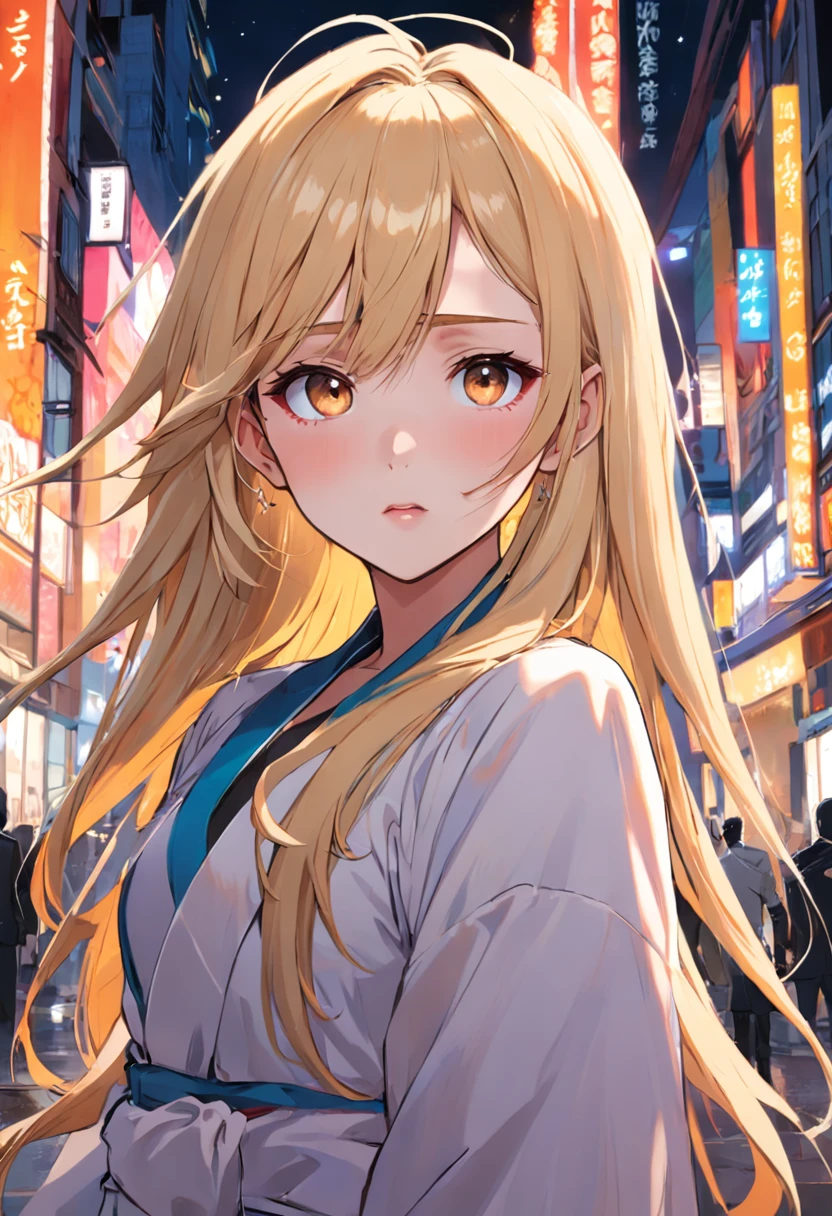 ((beautiful woman) && webtoon style) | waifu | long blonde hair | portrait