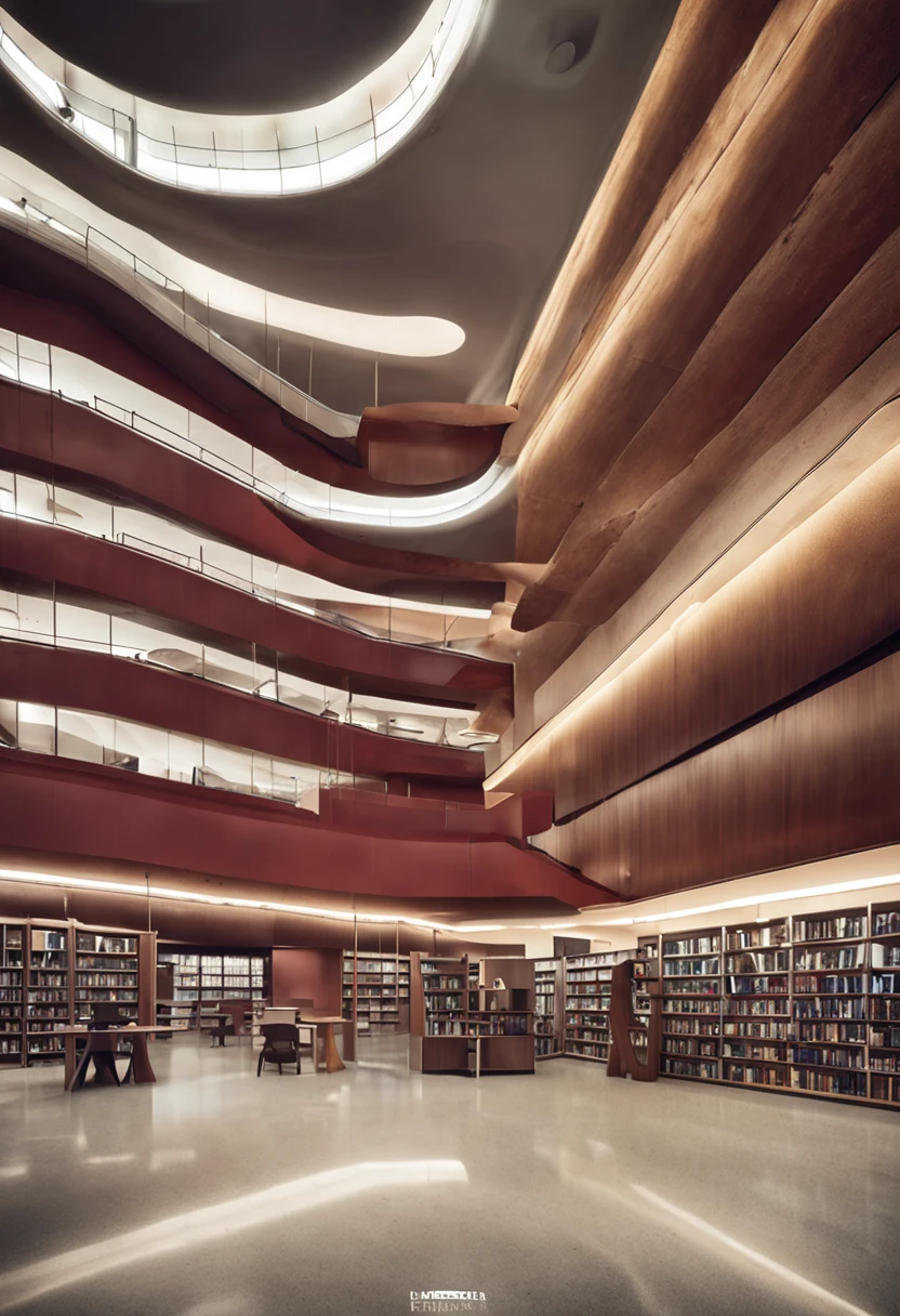 biblioteca moderna，Stunning renovation，estante de livros，lockers，cena ampla，in a panoramic view，de fora, UHD, Detalhes altos, personagens famosos