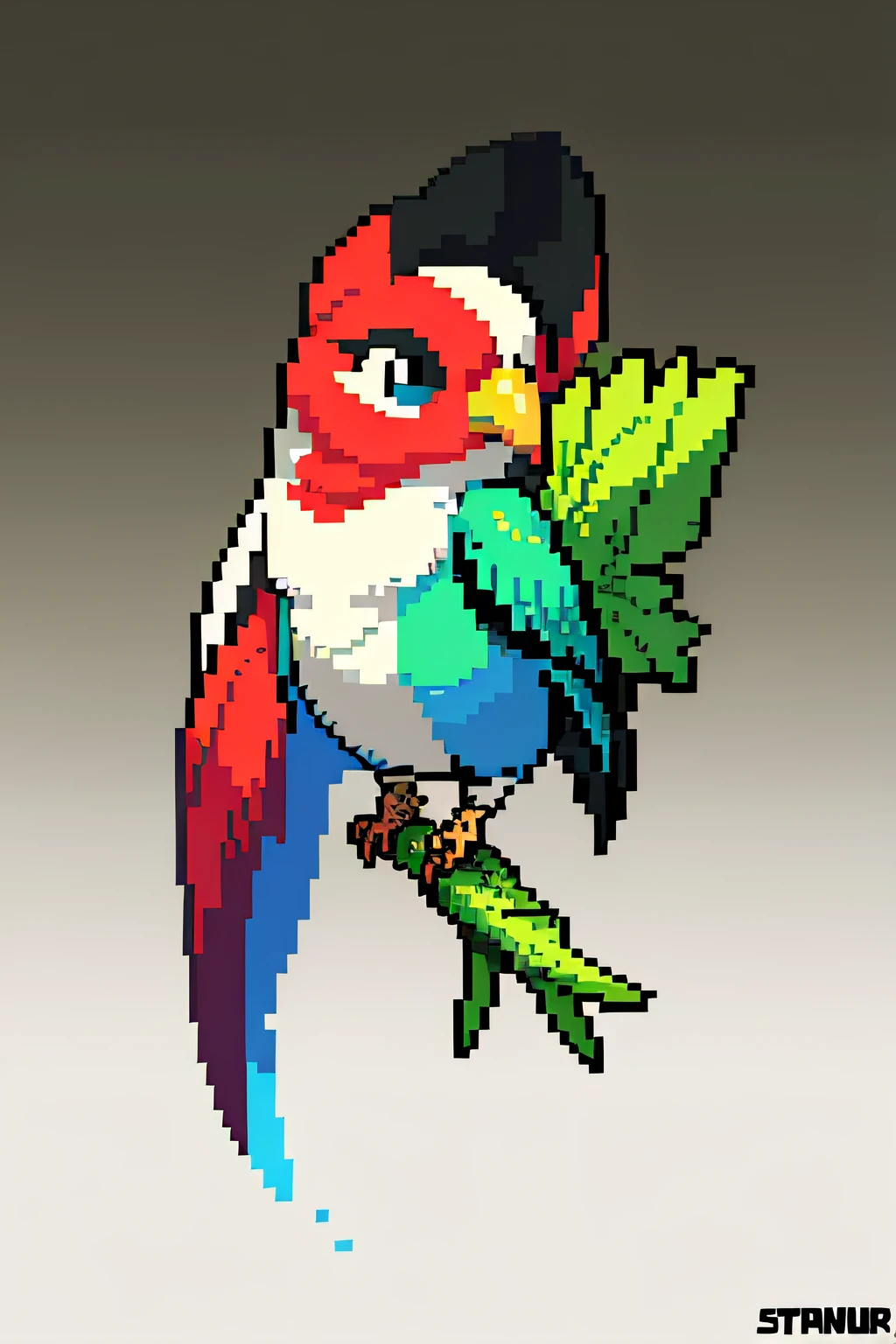 pix, Pixel art, woodpecker,chubbiness