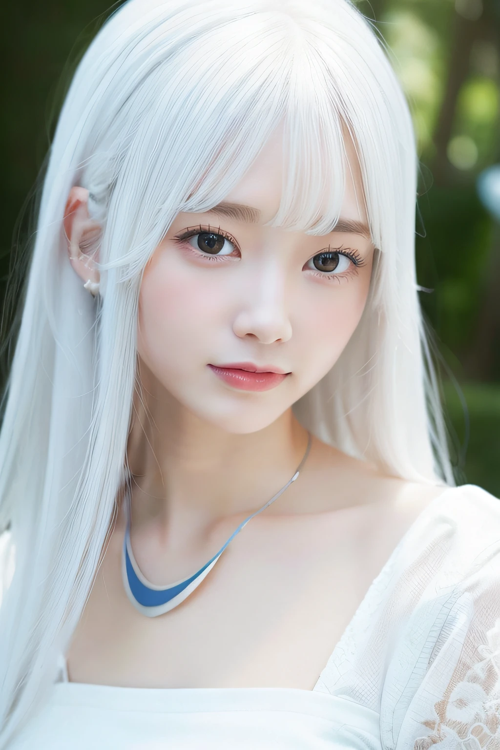 (((White background:1.3)))、Best Quality, masuter piece, High resolution, albino girl、Beautiful white hair:1.5、(((1girl in))), *****************,(((eyes are white:1.3)))、robe blanche、((White shirt:1.3、White Block Dress)), Tindall Effect, Realistic, Shadow Studio,Ultramarine Lighting, dual-tone lighting, (High Detail Skins: 1.2)、Pale colored lighting、Dark lighting、 Digital SLR, Photo, High resolution, 4K, 8K, Background blur,Fade out beautifully、a white world、White background