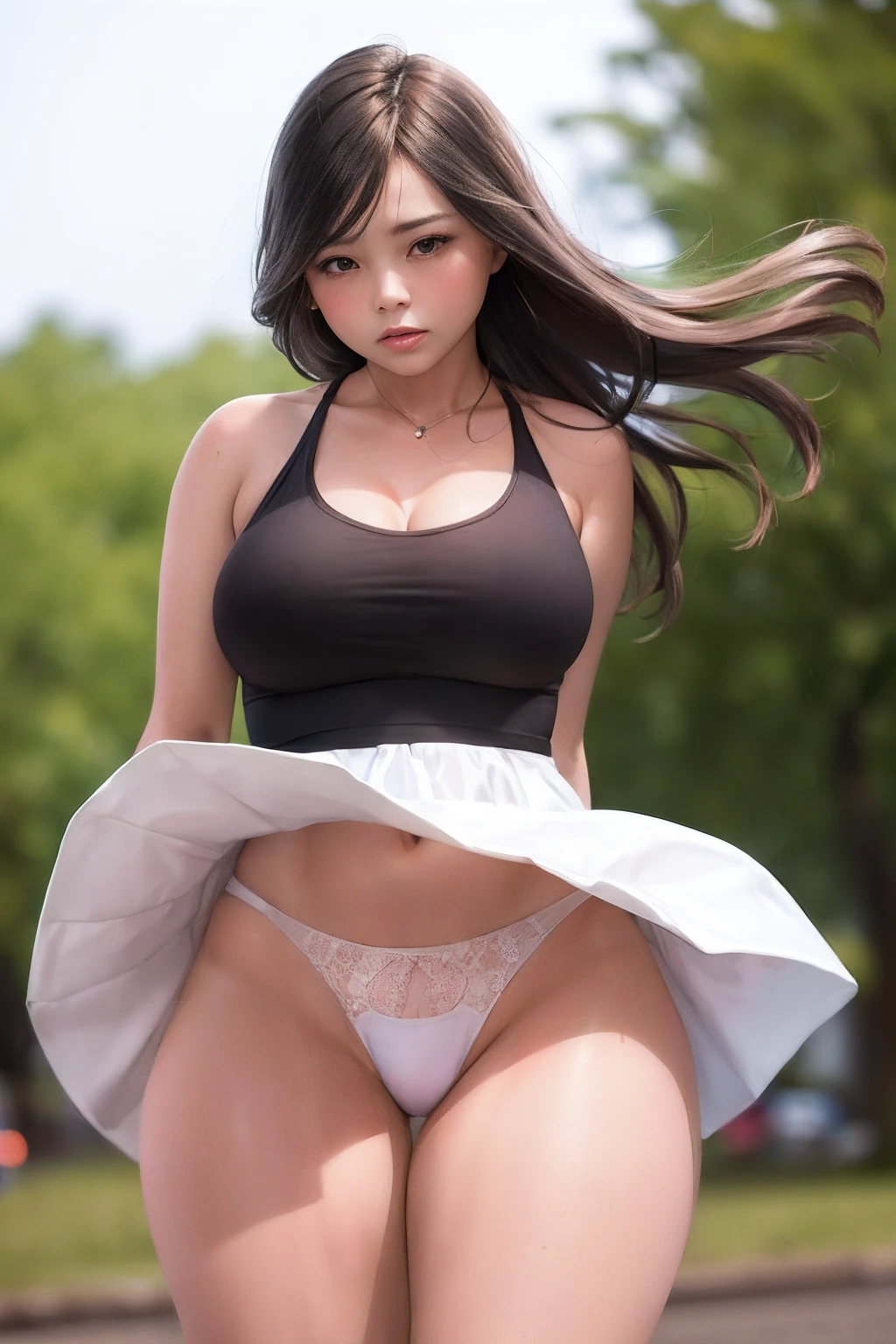 ((blow upskirt)), ((skirt lifted by wind)), ((panties)), ((wind from front)), ((embarrassed)), ((blush)), ((shocked)), super detailed skin, masterpiece:1.4, photorealistic, best quality, beautiful lighting, intricate, high detail, sharp focus, ((vibrant color fashion)), (raw photo, 8k uhd, film grain), beautiful detailed eyes, close to viewer, ((facing front)), ((curvy body)), (WindyUpskirt), ((wind lift)), (blown by the wind:1.5), ((urban)), (cowboy shot:1.2)