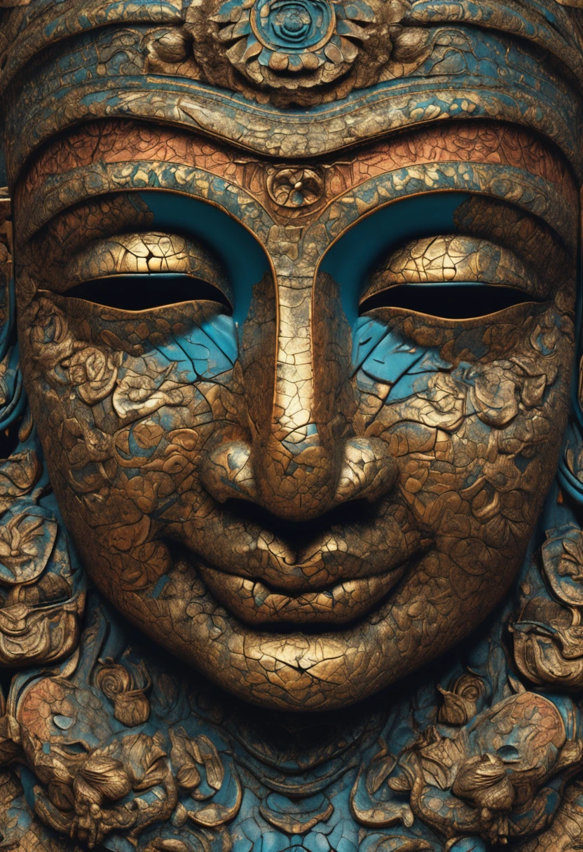 （fo）Buddha face,Buddha in heaven and earth,surrealism, High detail, hyper photorealism, stereograms, Cinematic lighting, god light, hyper HD, Masterpiece, Textured skin, Best quality, A high resolution