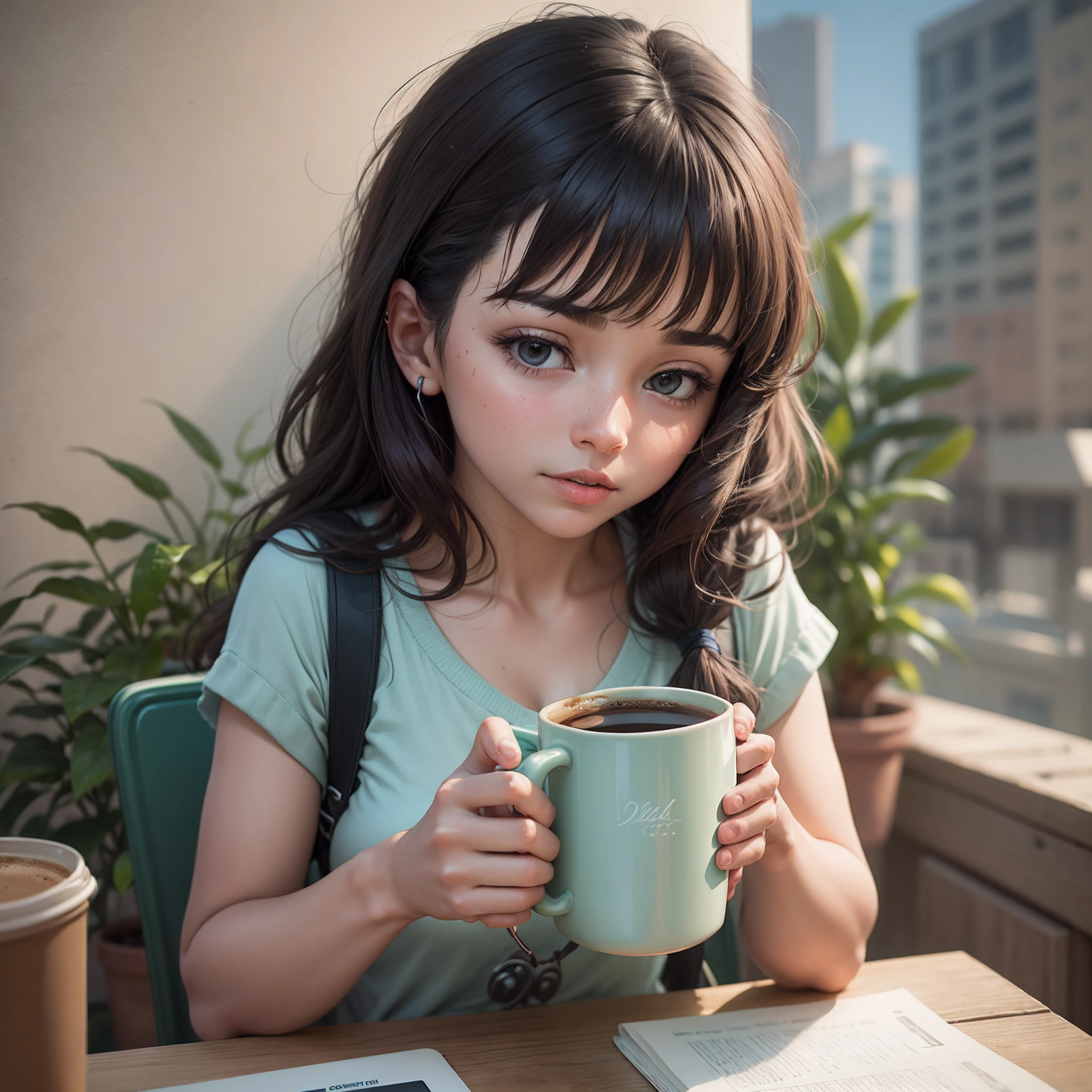 Lofi, ,fone de ouvido, estudando,coffee mug --auto --s2