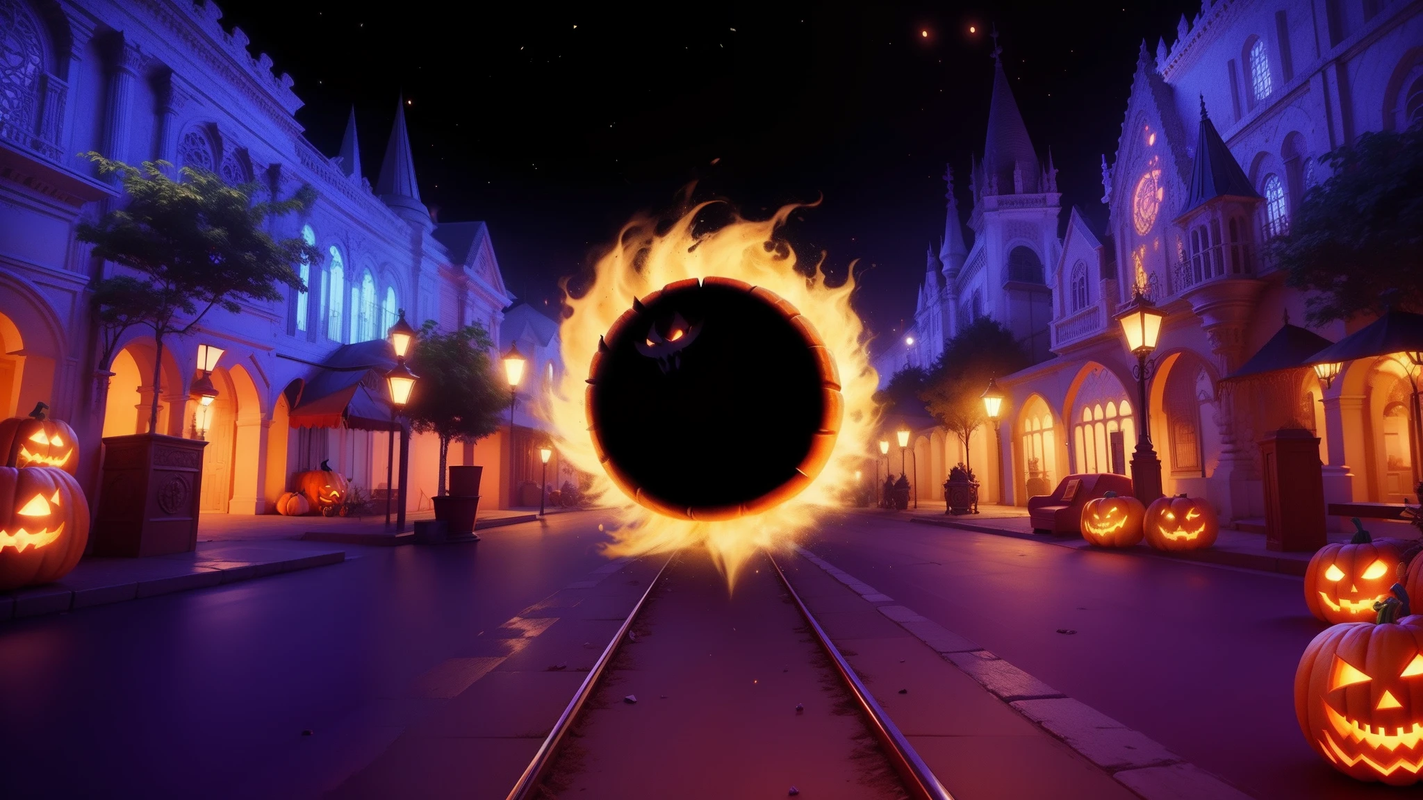 Reconstrua essa imagem em Cartoon 3d, Remake the evil pumpkins.