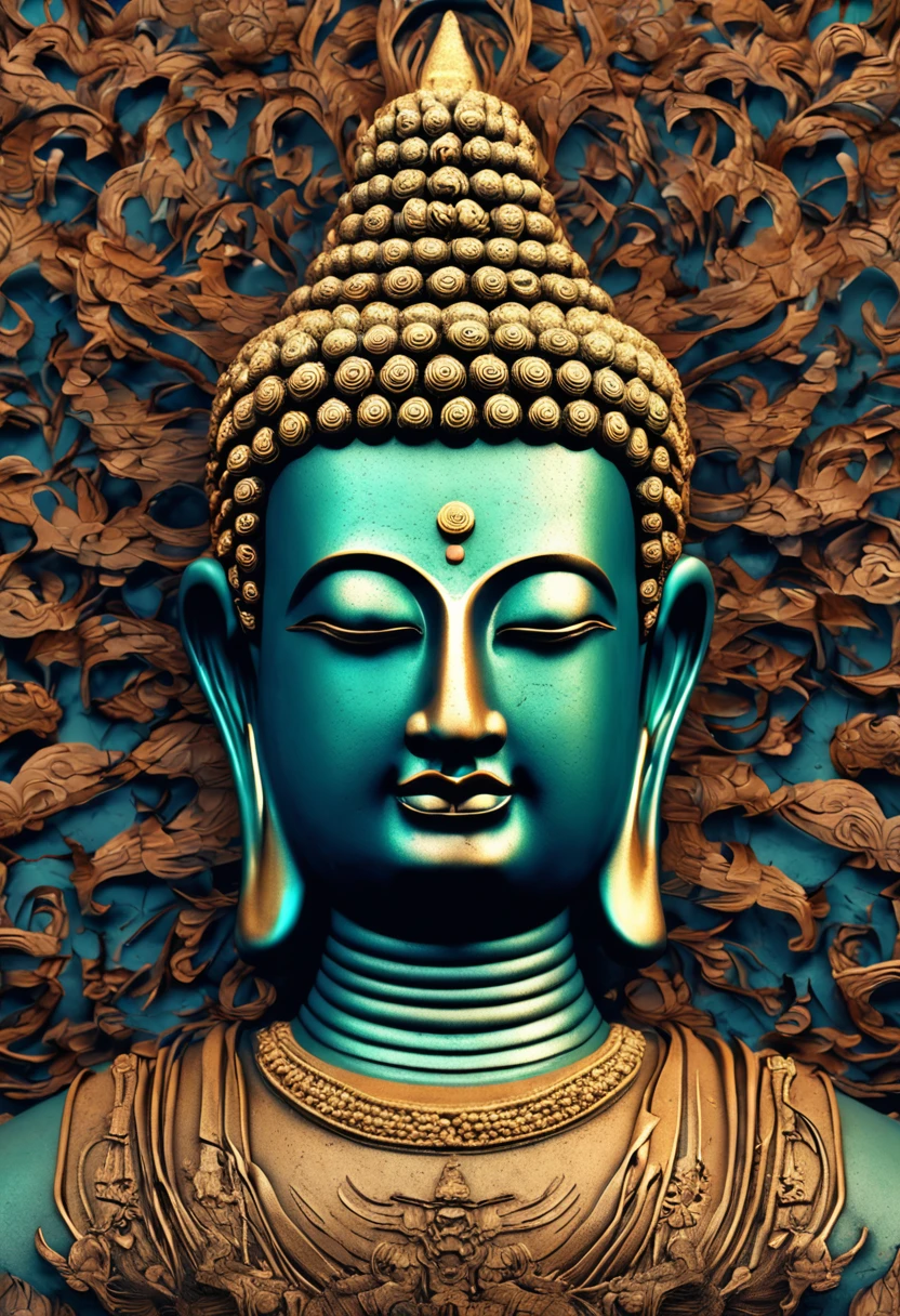 (fo)Buddha face,Buddha head,Zen Buddhism,Heaven and Earth Buddha,surrealism, High detail, hyper photorealism, stereograms, Cinematic lighting, god light, hyper HD, Masterpiece, Best quality, A high resolution,