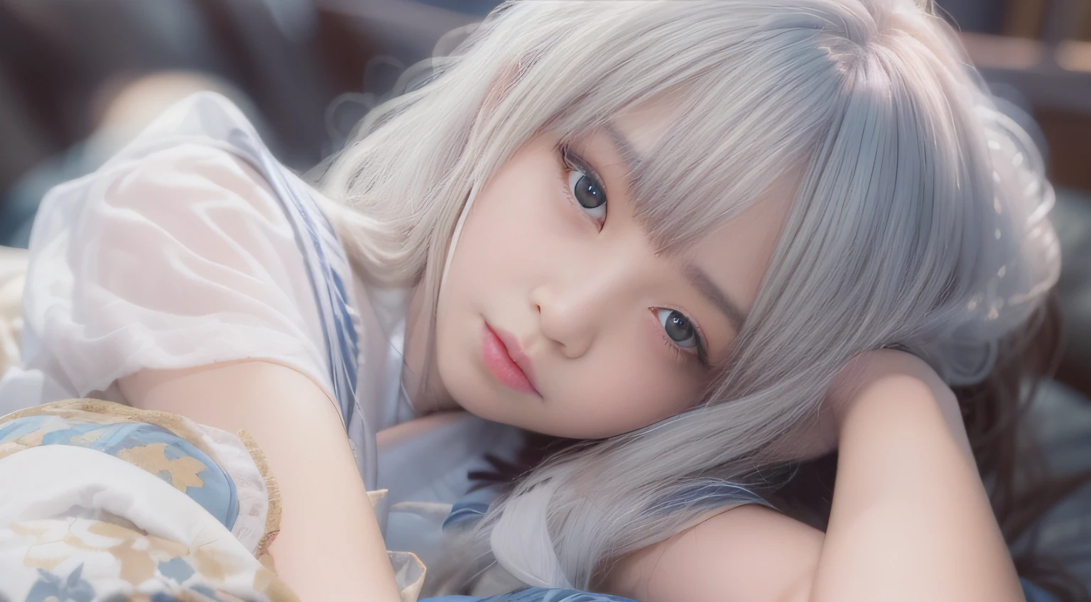 sideshot,a closeup,FULL ANATOMY,ultimate beauty girl,small tits,Woman lying on bed in Western-style building, Sleeping girl in realistic sailor suit,photo taken with sony a7r, Realistic Young Gravure Idol, Anime. Soft lighting, taken with canon eos 5 d mark iv, Photograph Taken on Nikon D750, Photo taken with Nikon D 7 5 0, the face of a beautiful Japanese girl,taken with canon 5d mk4,((smooth hair,detailed hairs,Very fine hairs)),slim figure,extremely detailed eye and face、beatiful detailed eyes,Tsurime,Cool color makeup,light glow,Expro II,Lens Flare,Sharpen,