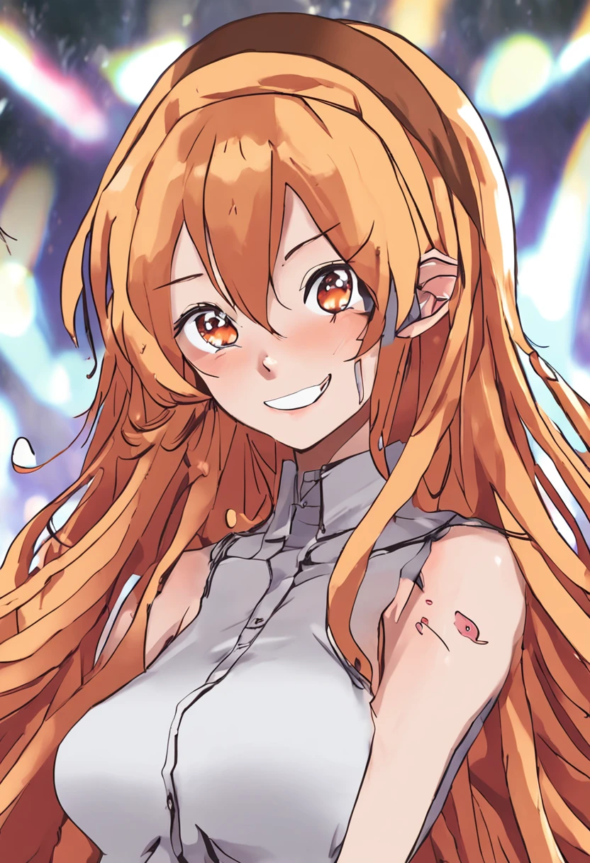 nami \(one piece\), orange hair, blue eyes, masterpiece, best quality, highres, 1girl, large breasts, long hair, Naked, Fully naked, Visible Vagina , Vagina , Visible nipples , Nipples , Hentai, lewd, exhausted, exhausted after sex, after sex, covered in cum, cum, Wet, Wet vagina, lewd facial expression