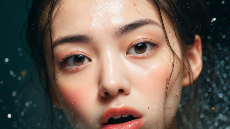 (a cute Korean girl with white cum on her face),illustration,beautiful detailed eyes,beautiful detailed lips,extremely detailed eyes and face,longeyelashes,pink blush on cheeks,shiny teeth,fresh and youthful,soft and smooth skin,vibrant and glossy dark hair,stylish fashion,modern background,(best quality:1.2),ultra-detailed,realistic colors,vivid lighting