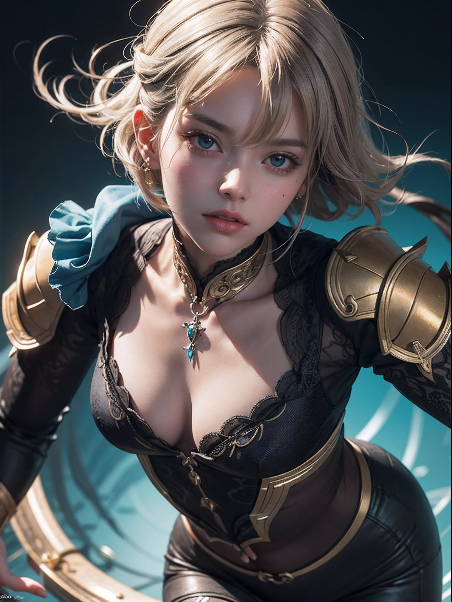 Unbeatable masterpiece, Ultra photo realsisim, Perfect artwork, Intricate details, Best quality, Strong light,High contrast, Dynamic pose,(Masterpiece, Best picture quality), Cyberpunk, Girl, French bangs, ((Metal and transparent housing | Splicing robot)), Clear belly:1.1, Metal spine:1.2, (Cyber| bodypaint), Aircraft background, Dynamic perspective