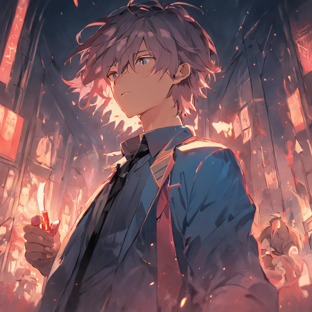 Man, Male, European, 30 years old, Short hair, Calculate appearance, Youth clothing,frontage,Open your mouth,Exaggerated expressions,Holding a wine glass in his left hand
