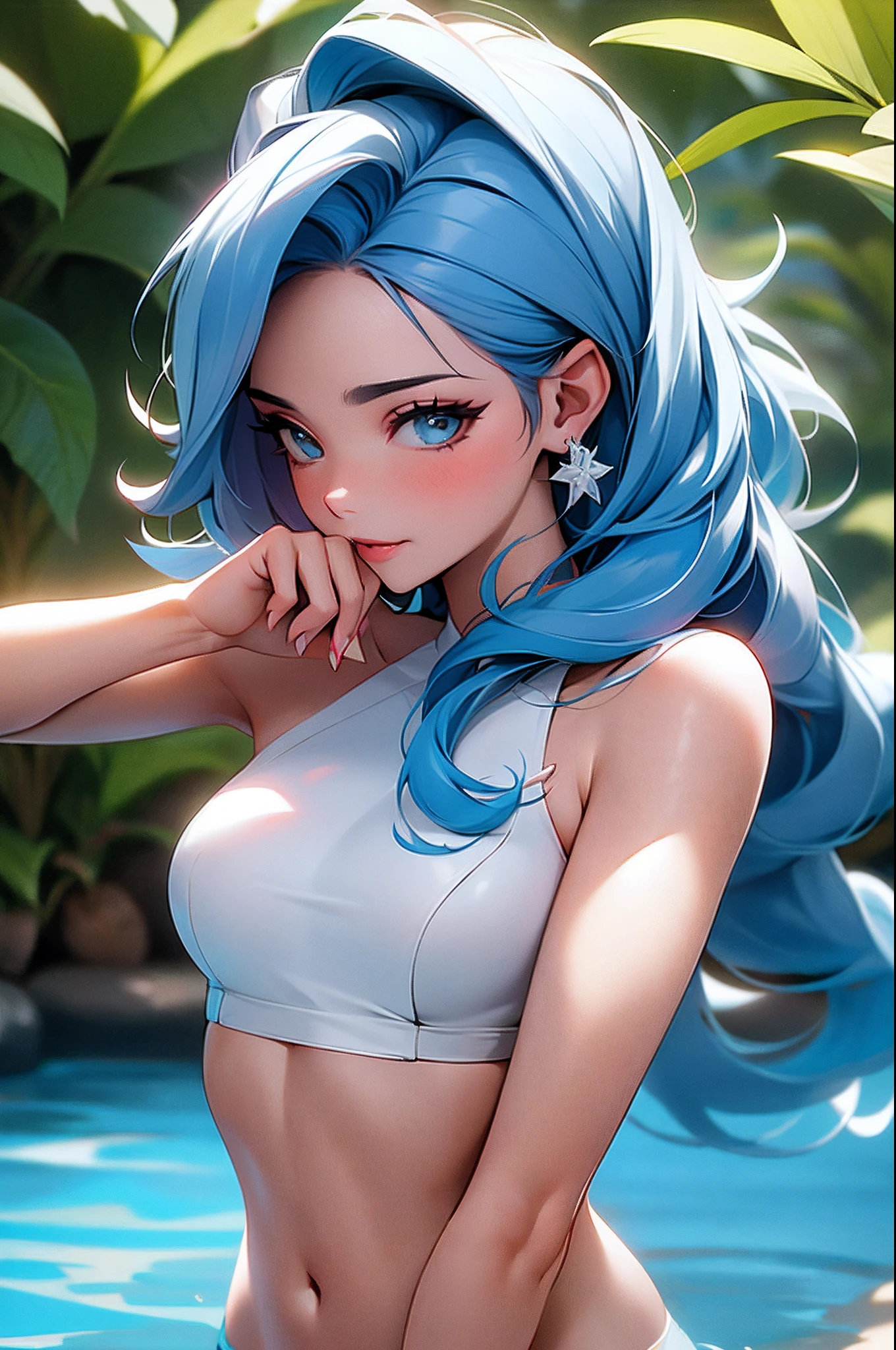 diamond heart, vibrant and captivating, sparkling in the blue ocean, beautiful and luminous (best quality, highres:1.2), ultra-detailed, realistic:1.37, with vivid colors, sharp focus, and exquisite lighting break ((from behind))