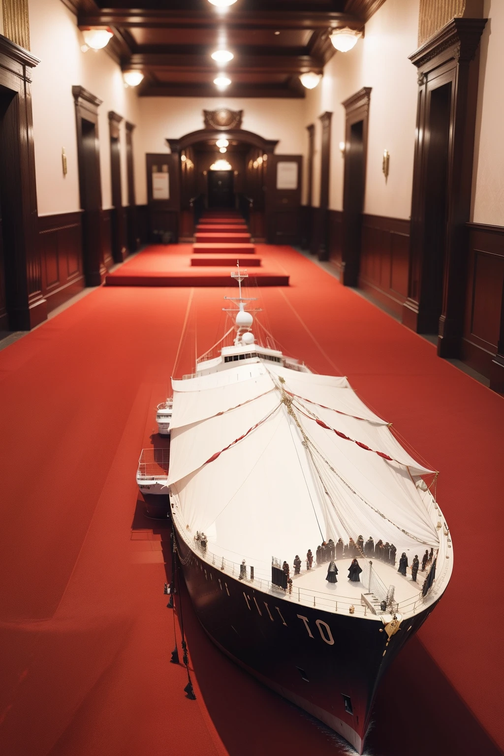 red carpet at a ship
