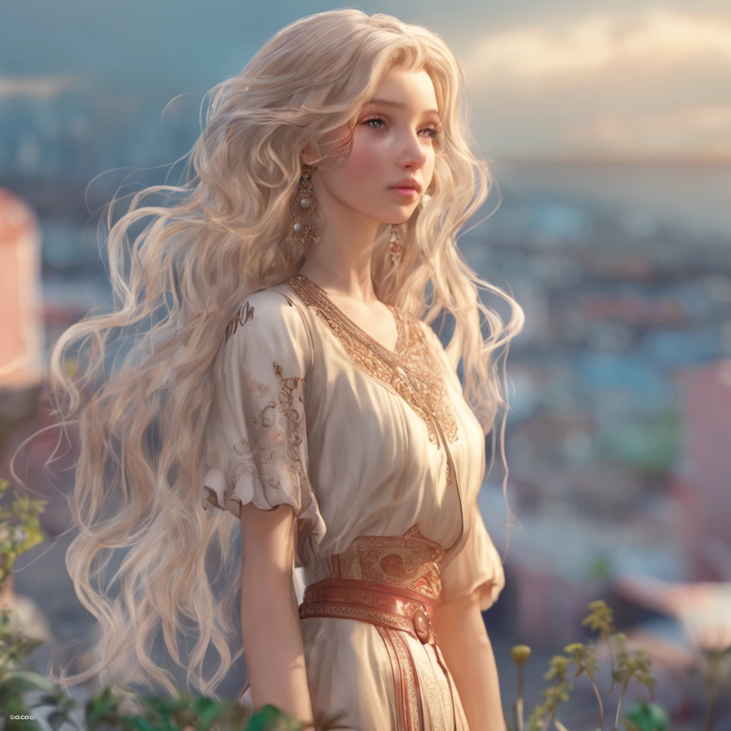 extremely delicate and beautiful girl, retro artstyle, 1990s, faux traditional media, game_cg, front view, focus on eyes, head_tilt, beautiful detailed fullbody, girl,woman,female, young,20 years old, medium hair, wavy hair, wept bangs, eyes visible through hair, blonde hair, long hair flowing with the wind, delicate and delicate face, light smile, bright eyes, parted_lips, outdoors, outdoors, gradient_background, blurry_background, wallpaper, absurdres, very fine 8K CG wallpaper,