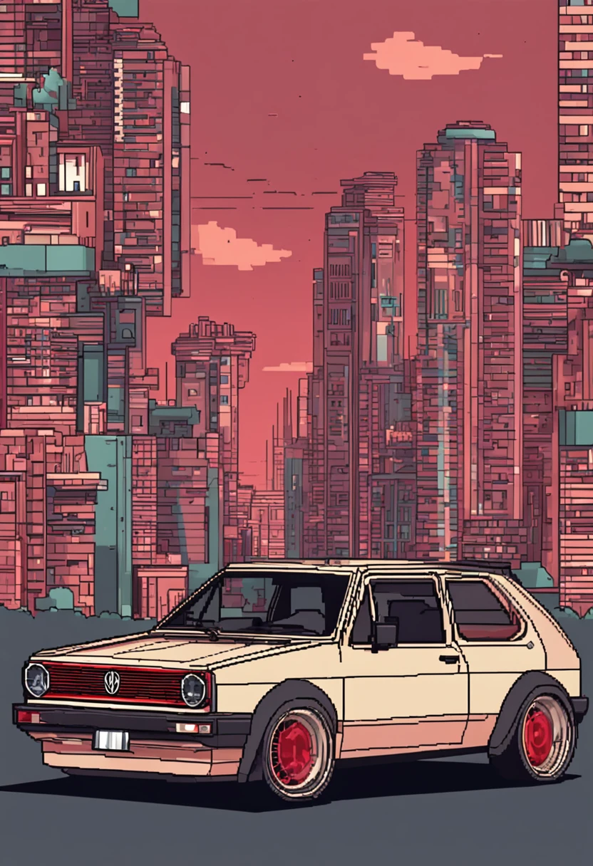 pixel art carro golf gti detalhado
