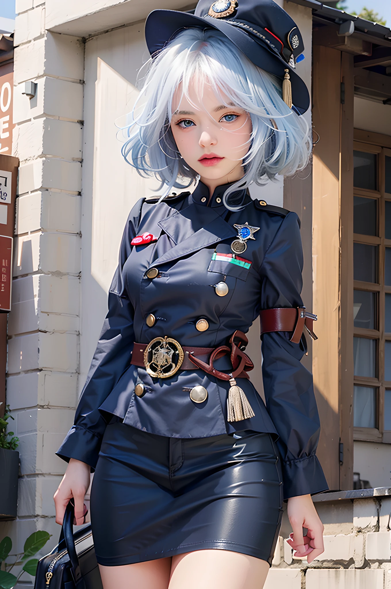 (photorealistic:1.4), best quality, masterpiece, ultra high res, 1girl, (detailed face:1.2), (detailed eyes:1.2), (detailed hair:1.2), (detailed clothes:1.2), 4k, (detailed color:1.2), blue eyes, blue hair, white hair, streaked hair,