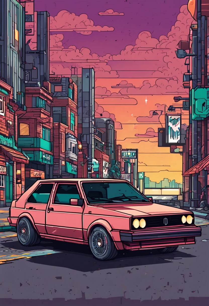 pixel art carro jetta detalhado