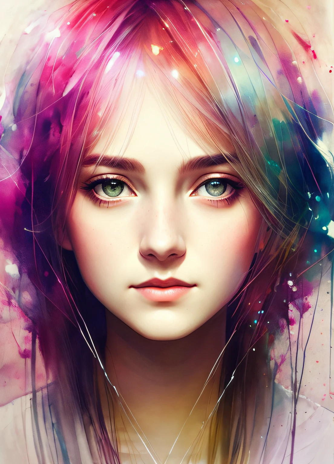 Agnes Cecile's grandmother,Luminous design,pastelcolor,Ink drops,Autumn lights