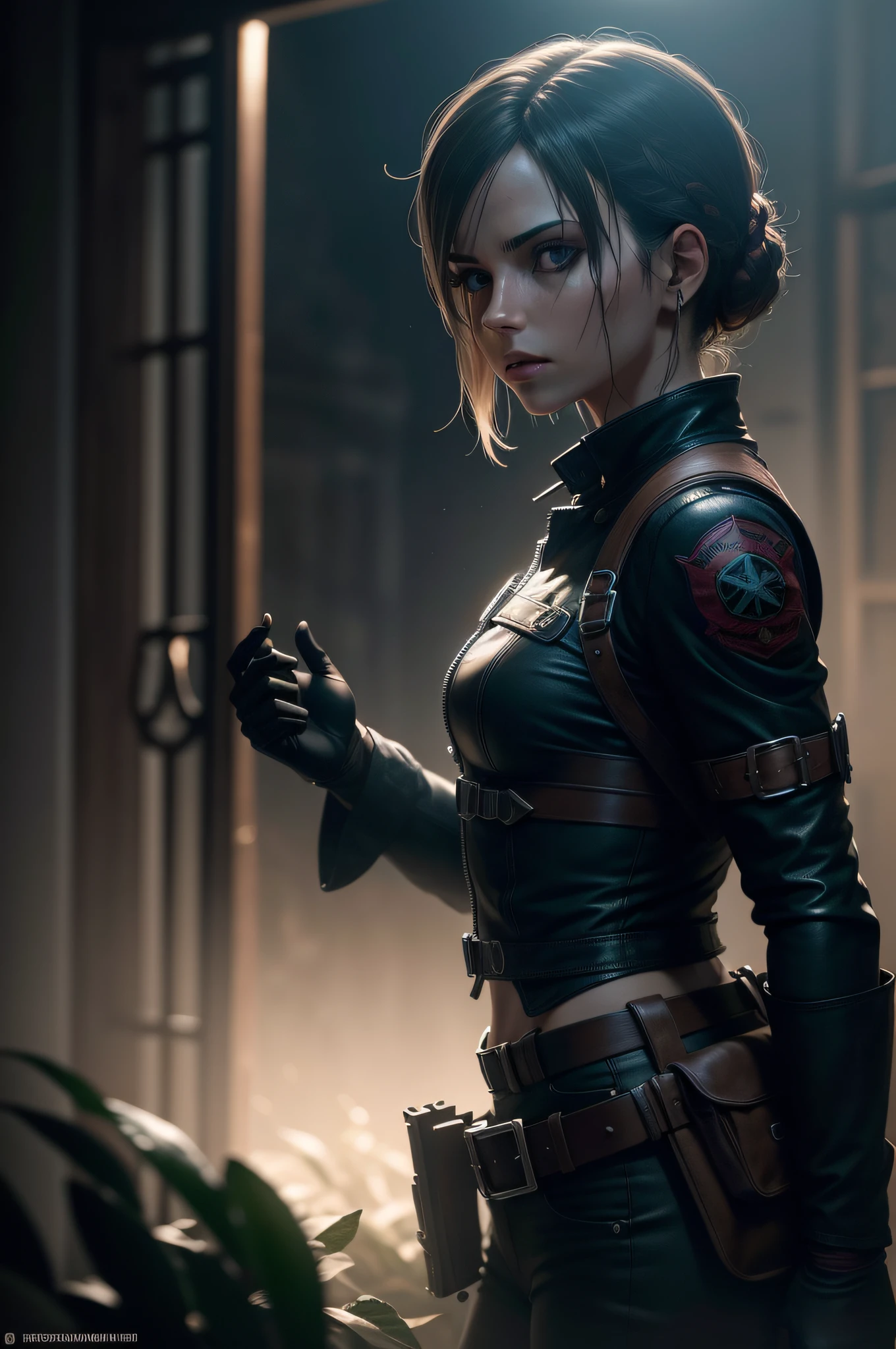 VERSION LEON RESIDENT EVIL 4 Day of the Dead photorealistic, cinematic lighthing, atmosfera escura, volumeric lighting, action pose, epic scene, muitos detalhes finos, estilo de filme, fotografia, texturas naturais, Luz Natural, desfoque natural |, renderizado, cinematic render, ray tracing, mais alta qualidade, mais alto detalhe, cinemactic, Efeito Blur, long exposure, 8k, ultra-HD, natural lightting, Moody Lighting, cinematic lighthing, hiper-realista, Vibrando, 8k, detalhado, Ultra Detalhe,