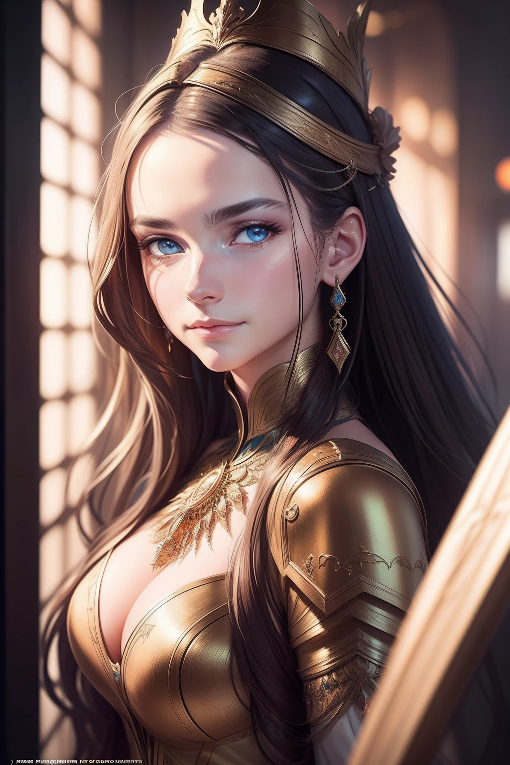 Girl in champagne color fashion city clothes at bar, 16 yaers old, Long messy hair, Smiling, full bodyesbian, Beautiful anime waifu style girl, Super detailed painting, Luminism, art by Carne Griffiths and Wadim Kashin concept art, 4K 分辨率, fractal isometrics details bioluminescens , a 3D render, rendering by octane, intricately details , Cinematic, trending on artstation Isometric Centered hyperrealistic cover photo awesome full color, handpainted , grittiness, Realistic Mucha , hit definition , Cinematic, On paper, Ethereal background, Abstract beauty,Stand, nearing perfection, Pure form, Golden ratio, Maximalism, Unfinished, concept-art, author:Brian Froud、Carne Griffiths、Wadim Kashin and John William Waterhouse, Intricate details, 8k post production, high resolution, ultra - detailed, trending on artstationh, Sharp focus, studio photo, Intricate details, Highly detailed, by Greg Rutkowski