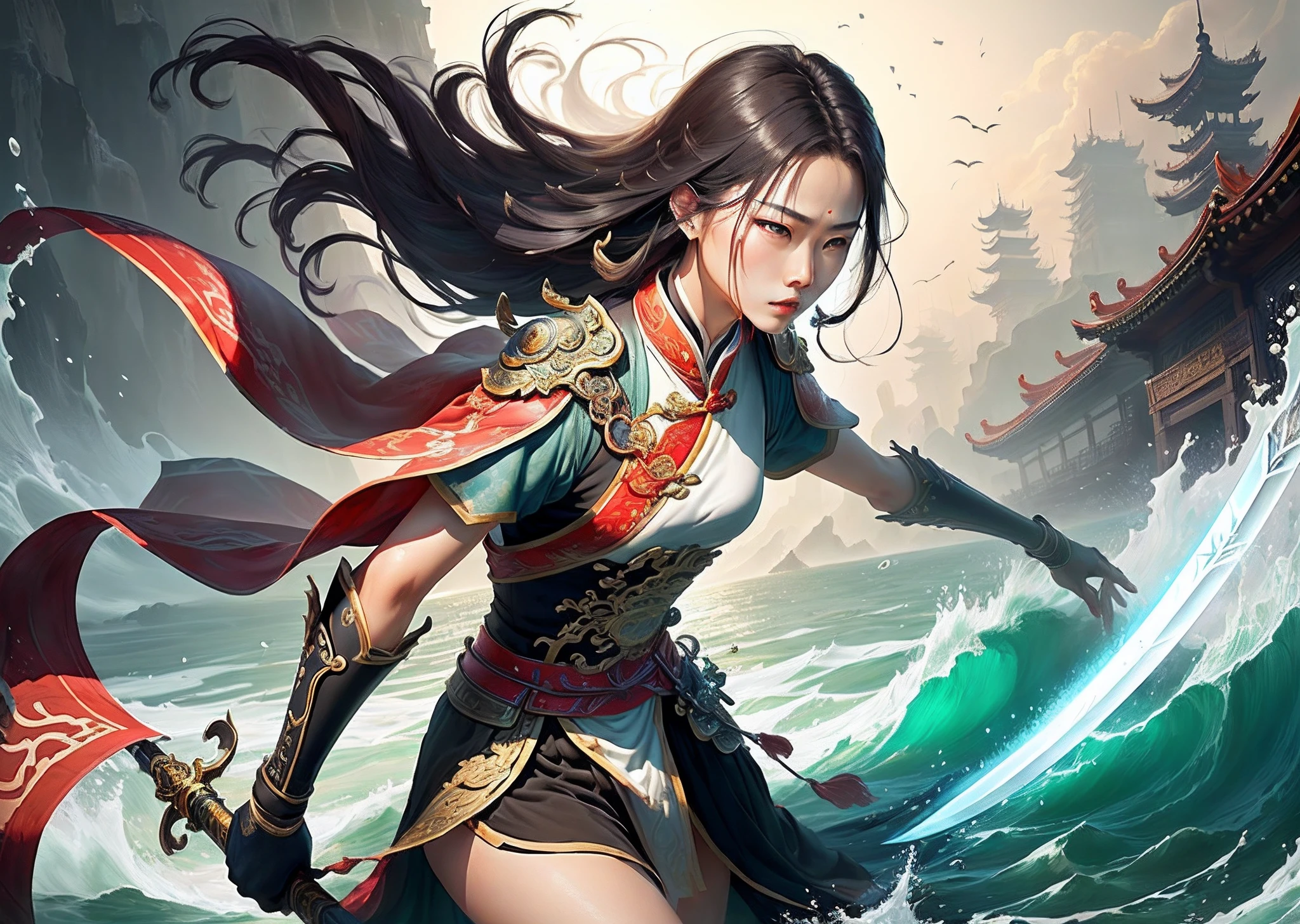 ancient wind,Xianxia,Tsing Yi,Battle sword,water ink
