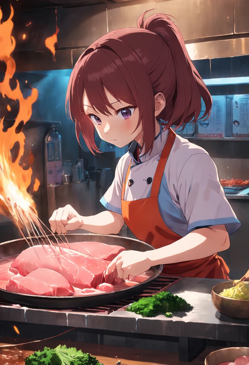 The whole process of anime characters making boiled beef