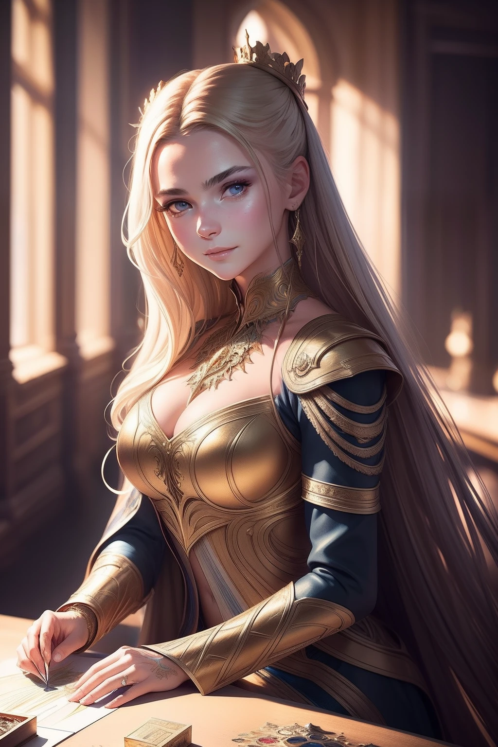 Girl in champagne color fashion city clothes at bar, , Long messy hair, Smiling, full bodyesbian, Beautiful anime waifu style girl, Super detailed painting, Luminism, art by Carne Griffiths and Wadim Kashin concept art, 4K 分辨率, fractal isometrics details bioluminescens , a 3D render, rendering by octane, intricately details , Cinematic, trending on artstation Isometric Centered hyperrealistic cover photo awesome full color, handpainted , grittiness, Realistic Mucha , hit definition , Cinematic, On paper, Ethereal background, Abstract beauty,Stand, nearing perfection, Pure form, Golden ratio, Maximalism, Unfinished, concept-art, author:Brian Froud、Carne Griffiths、Wadim Kashin and John William Waterhouse, Intricate details, 8k post production, high resolution, ultra - detailed, trending on artstationh, Sharp focus, studio photo, Intricate details, Highly detailed, by Greg Rutkowski