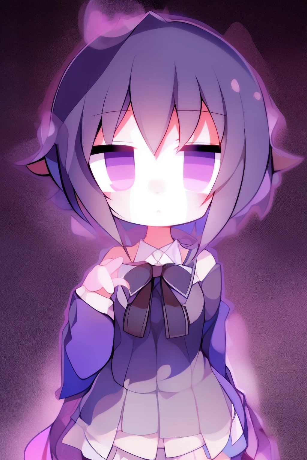 anime girl with dark purple hair and purple eyes in a gray shirt, anime moe artstyle, fubuki, rin, ufotable art style, she has purple hair, hana yata, yuyushiki, iwakura lain, ( ( ( yoshinari yoh ) ) ), anime style character, rei hiroe, with short hair, anime stylized, 4k cinematic, Japan, short hair, long neck shirt grey shirt