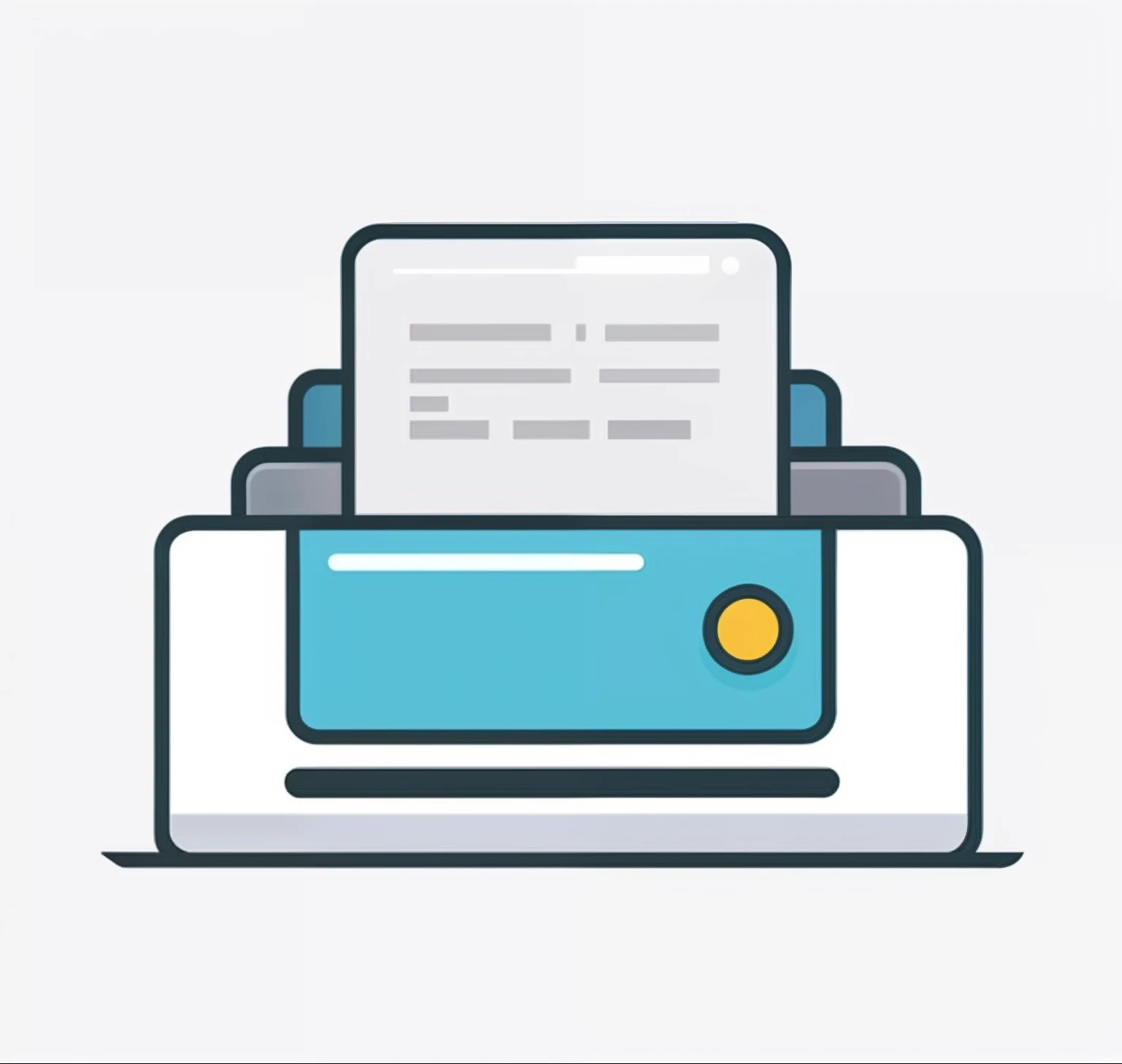 There is a piece of paper on the printer,There is a piece of paper in the middle, Simple and clean illustration, on high-quality paper, Flat illustration, svg illustration, high quality illustration, SleekDesign, High-quality printing, glowforge template, flat vector graphic, shaded flat illustration, iconic design, finely detailed illustration, electrostatics, textbook illustration in clolour, full page illustration,Cyberpunk style,Cool