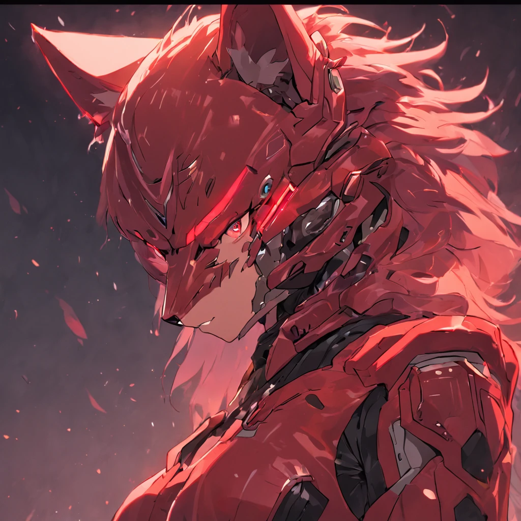 Futuristic Red Wolf suit, woman, There's something futuristic on it, full bodyesbian, trending on artstationh, Highly detailed, by WLOP, Sharp focus, studio photo, Intricate details, Beautiful lighting