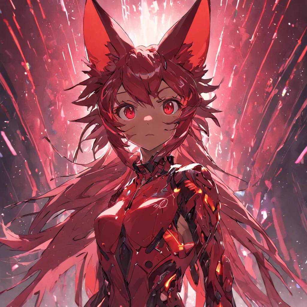 Futuristic Red Wolf suit, woman, There's something futuristic on it, full bodyesbian, trending on artstationh, Highly detailed, by WLOP, Sharp focus, studio photo, Intricate details, Beautiful lighting
