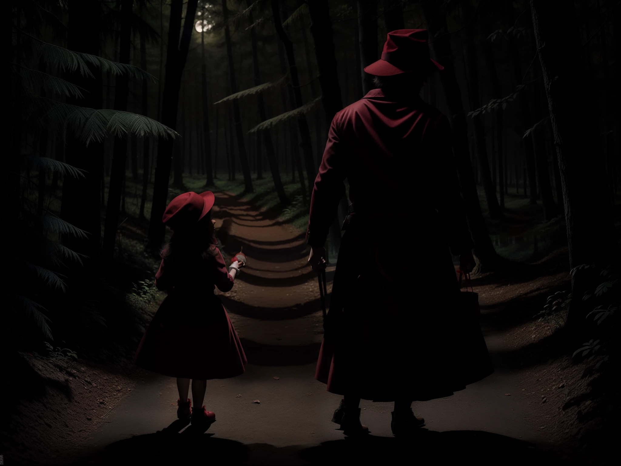 The Little Red Hat and the Big Bad Wolf, personagens macabros, enquadramento geral
