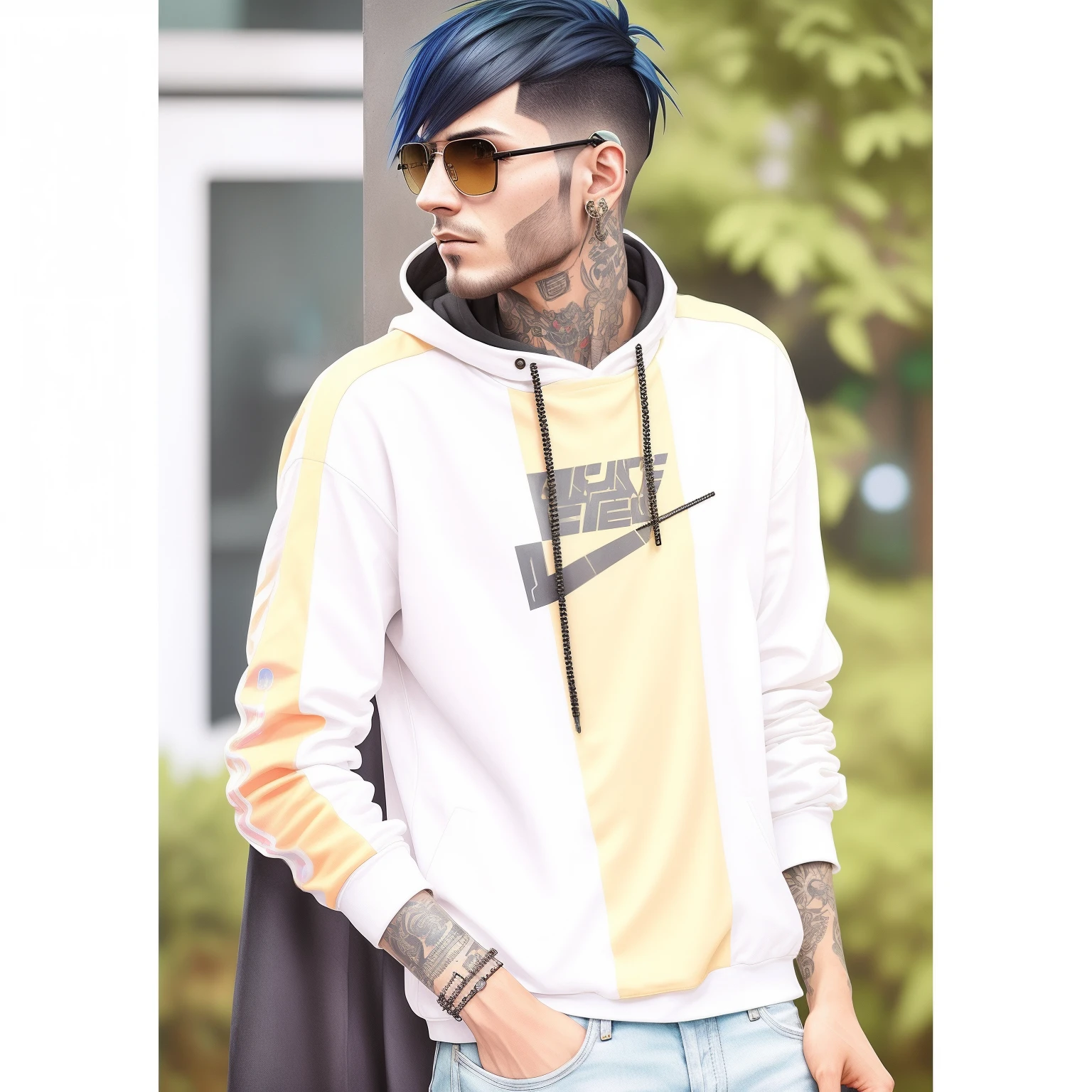Man with a mohawk and tattoos on his head, arte do personagem cyberpunk, estilo cyberpunk hiper-realista, pintura digital cyberpunk, estilo cyberpunk , hiper-realista, cyberpunk themed art, cara cyberpunk, advanced digital cyberpunk art, estilo de arte cyberpunk, personagem cyberpunk, retrato cyberpunk, cor estilo cyberpunk, Retrato de um homem cyberpunk, detailed cyberpunk illustration, Retrato de um ciborgue cyberpunk