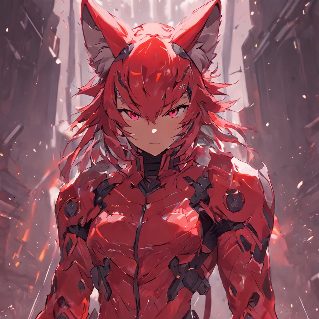 Futuristic Red Wolf suit, teens girl, There's something futuristic on it, full bodyesbian, trending on artstationh, Highly detailed, by WLOP, Sharp focus, studio photo, Intricate details, Beautiful lighting