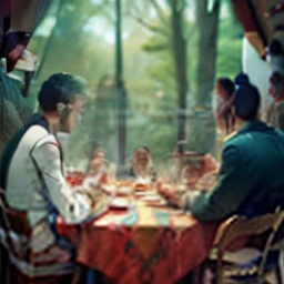 several people sitting at a table with drinks and drinks in front of them, family dinner, table, by Nándor Katona, people sitting at tables, group sitting at the table, photo taken on 2 0 23, having a great time, people out eating meals, everyone having fun, night!, beautiful picture, long table, nigth, a group of people, add elegant chairs and pizza on the table. --auto --s2