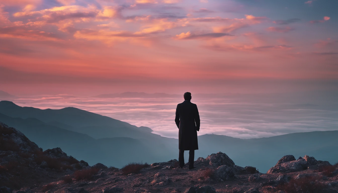 a man stand on the edge of earth