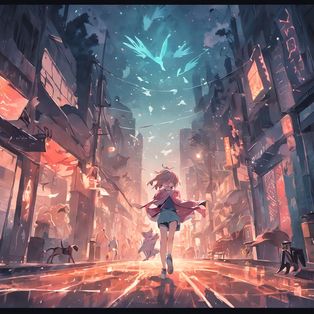 Animals running through the streets，No Man，nigth，Ghastly