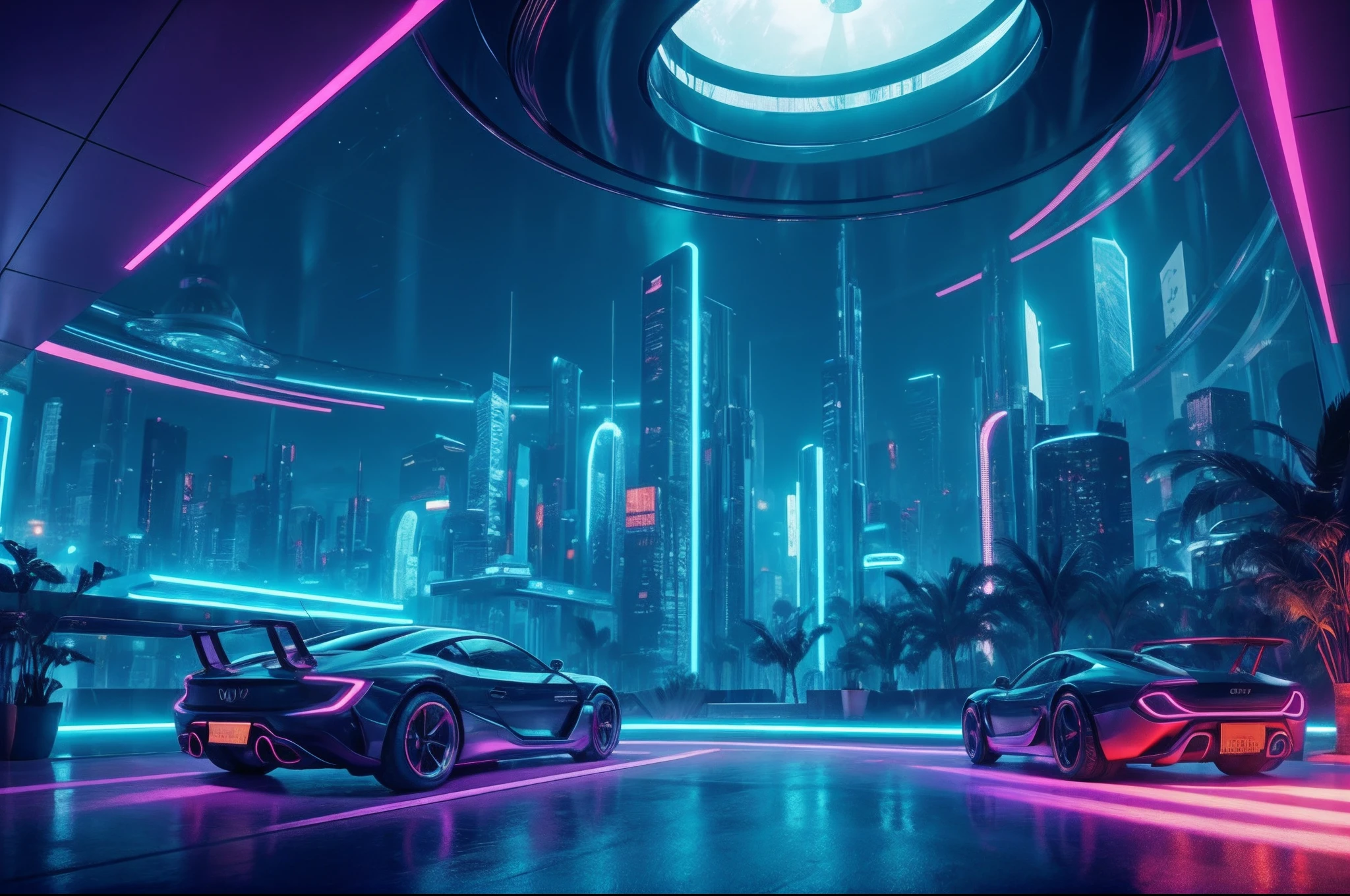 ((tmasterpiece)),(Hiperdetalhamento),(Detalhes complicados),(high resolution CGI artwork 8k),Imagem do quarto cyberpunk futurista。Uma das paredes deve ter uma grande janela,There's a busy one above、extremamente colorido、Paisagem urbana cyberpunk detalhada。Futuristic style,There are many colors and LED lights。A paisagem urbana deve ser muito detalhada,profundidade de campos。Create depth with atmospheric lighting,Evoke the feeling of a bustling futuristic city outside the window。Interior extremamente sci-fi,Pay close attention to facial details,Tais como complexo、Alugue olhos e detalhes do quarto。Cameras:Lente grande angular mostrando salas e janelas。A janela deve ser o ponto focal da imagem。Iluminando:Use atmospheric and volumetric lighting to enhance the details of the cityscape。A sala deve ser iluminada pelas luzes neon da paisagem urbana。