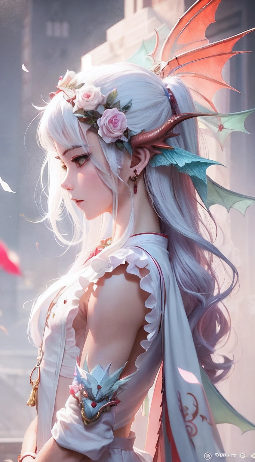 anime boy with white hair and wings and a flower crown, 2. 5 d cgi anime fantasy artwork, fanart best artstation, fantasy art style, artwork in the style of guweiz, fantasy art behance, ross tran 8 k, wlop rossdraws, detailed digital anime art, anime fantasy artwork, 4k fantasy art, epic fantasy art style, boy dragon