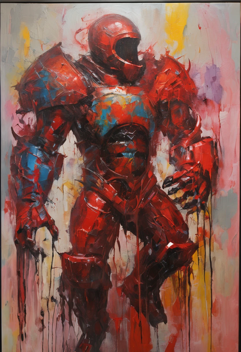 A venom in cybernetic armor, ultra detallado, color rojo . ::n_ dibujo, Imperfection, baja calidad, dollface, juego, anime, Company