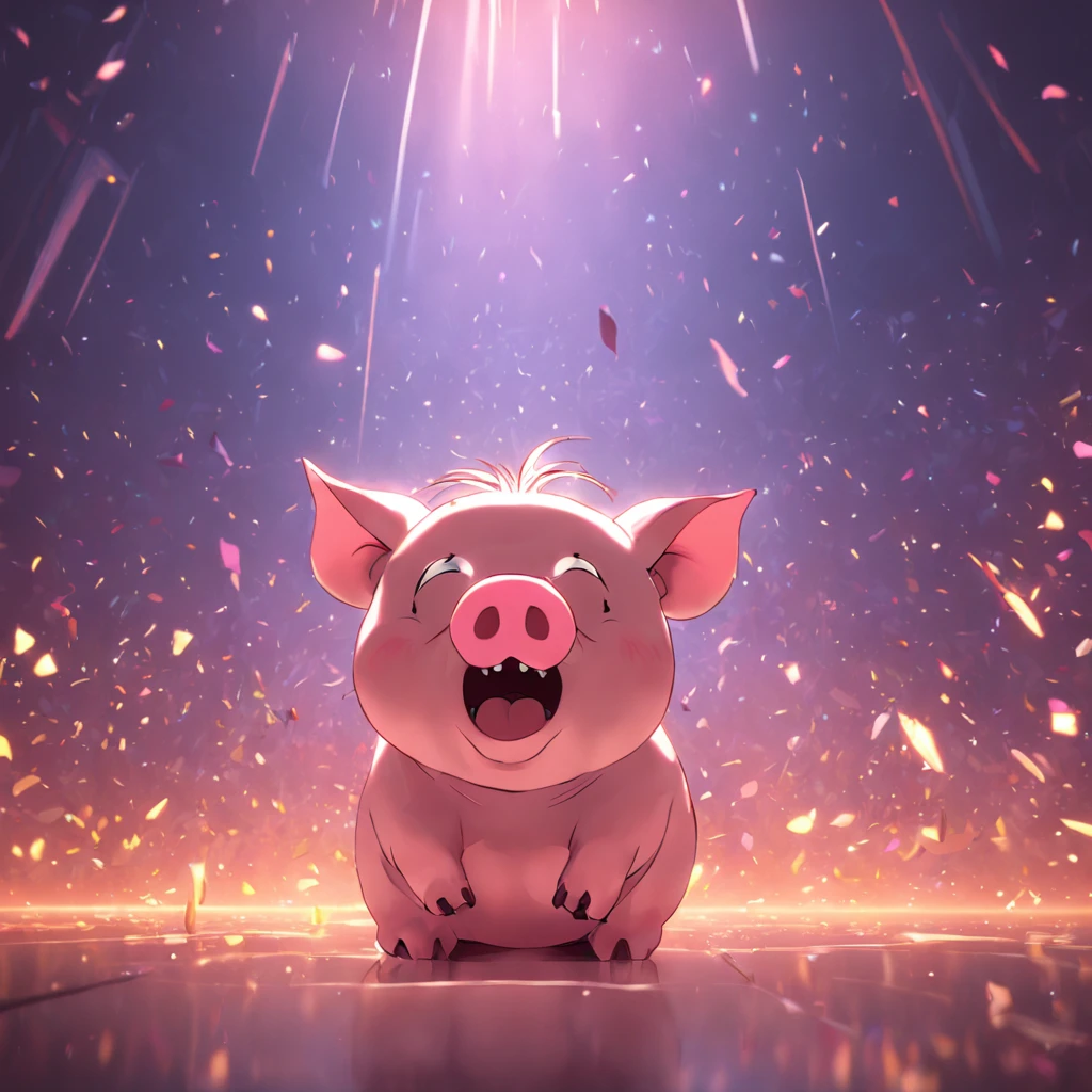 A cartoon pig,3D style,blender,adolable,Very wide open mouth,Background doorway